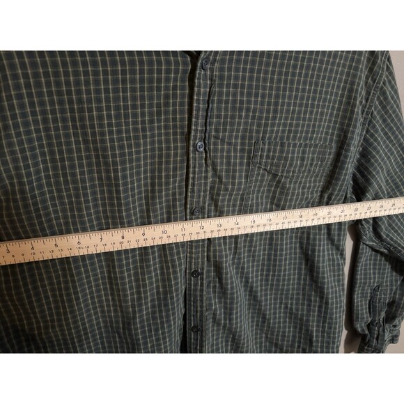 Vintage Structure Men’s Button Shirt L Cotton Green Flannel 90s Grunge - Picture 6 of 7
